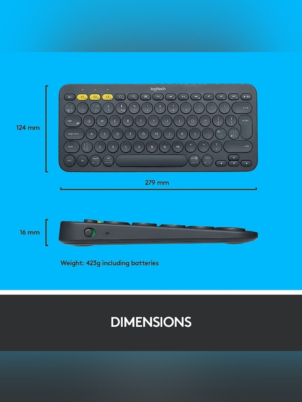 Logitech K380 Multi-Device Bluetooth Wireless Keyboard, Flow Cross-Computer Cont - Picture 6 of 7